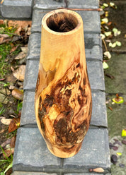Tall Hand-Turned Burr Elm Wooden Vase – 5th Anniversary (Wood) Gift, Scandinavian Minimalist Decor.