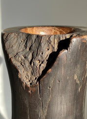 Hand-Carved Bog Oak Wooden Vase – Ancient Morta Oak Sculpture, 5th Anniversary Gift, UK Handmade
