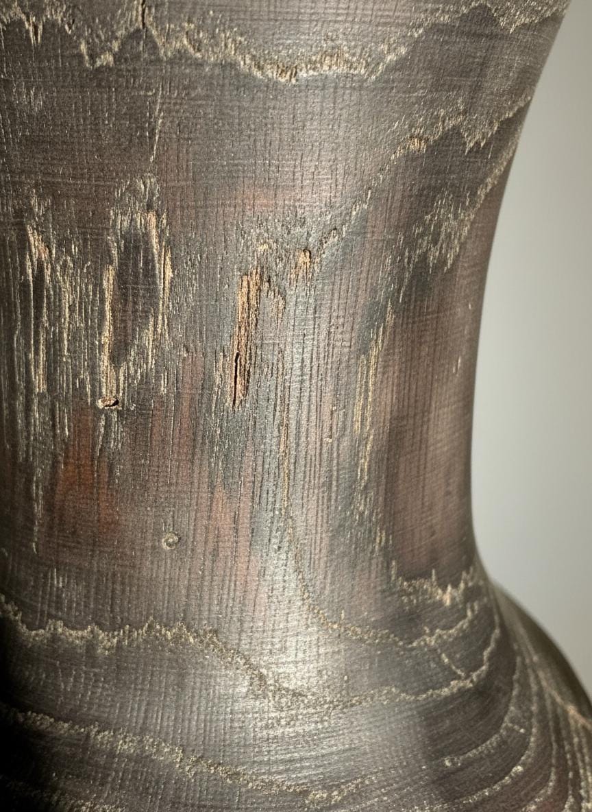 Hand-Carved Bog Oak Wooden Vase – Ancient Morta Oak Sculpture, 5th Anniversary Gift, UK Handmade