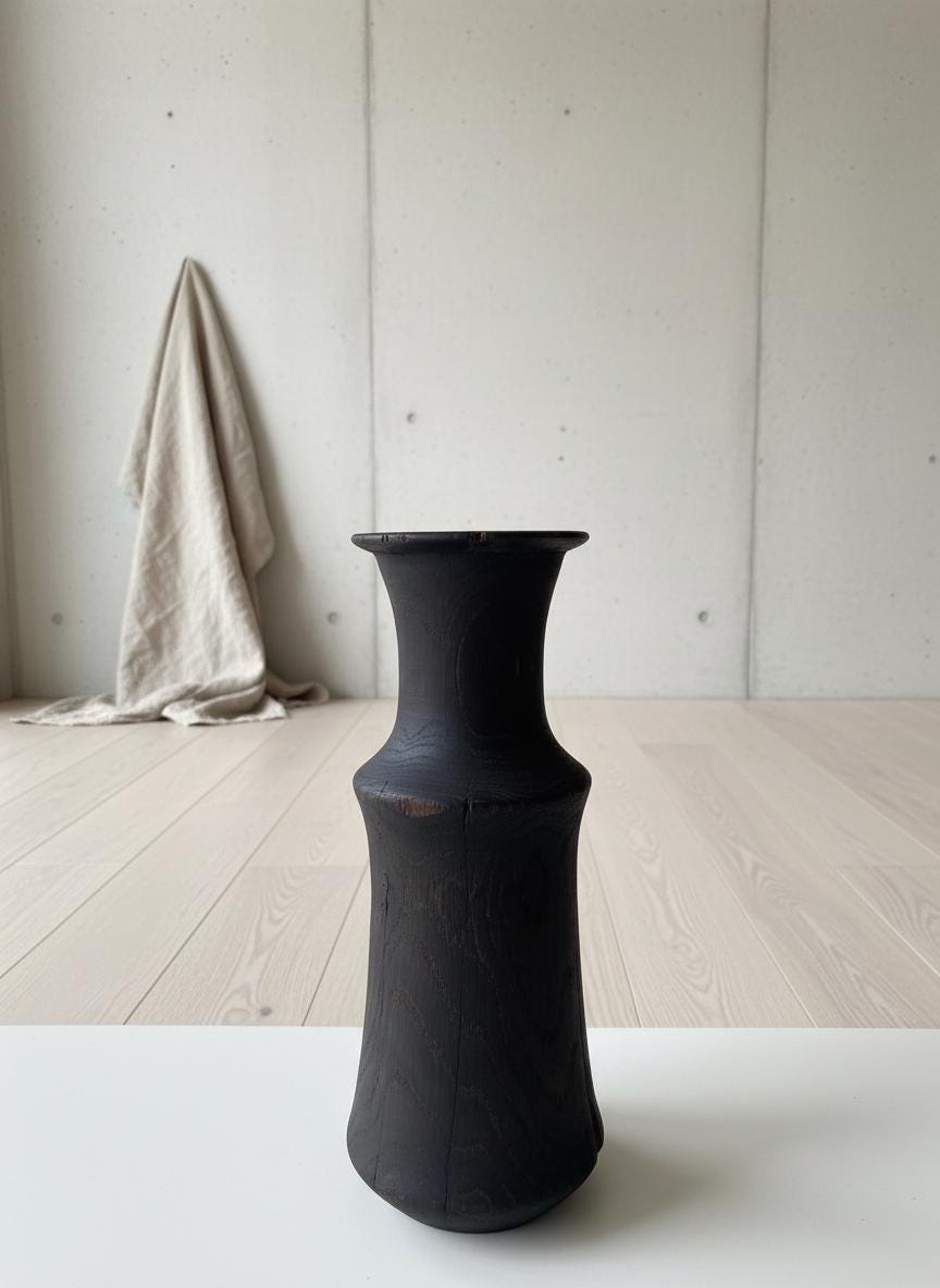 Hand-Carved Bog Oak Wooden Vase – Ancient Morta Oak Sculpture, 5th Anniversary Gift, UK Handmade