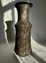 Hand-Carved Bog Oak Wooden Vase – Ancient Morta Oak Sculpture, 5th Anniversary Gift, UK Handmade