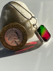Watermelon Tourmaline Sterling Silver Baguette Pendant