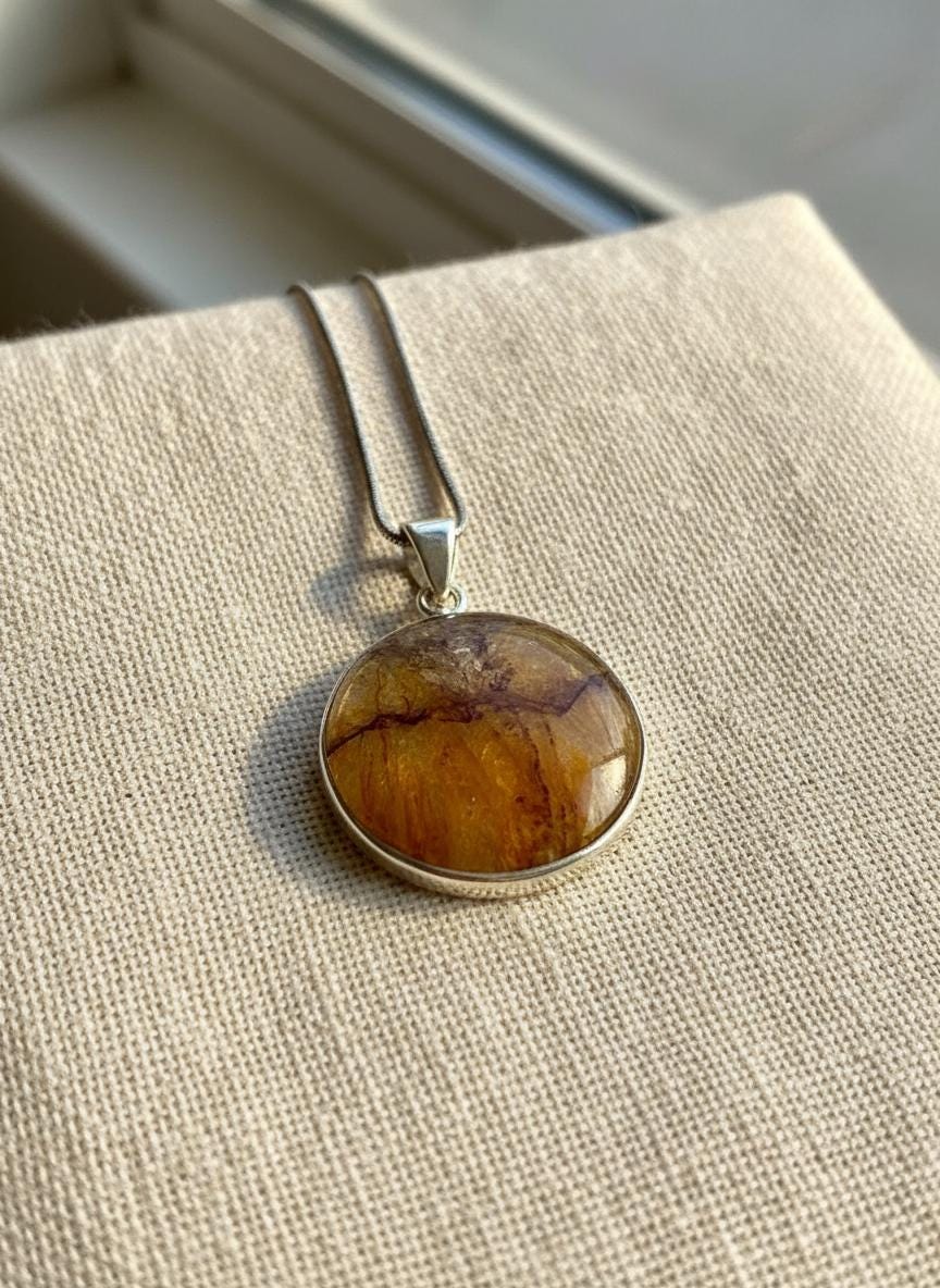 Blue John Sterling Silver Pendant: Derbyshire Spar Gemstone
