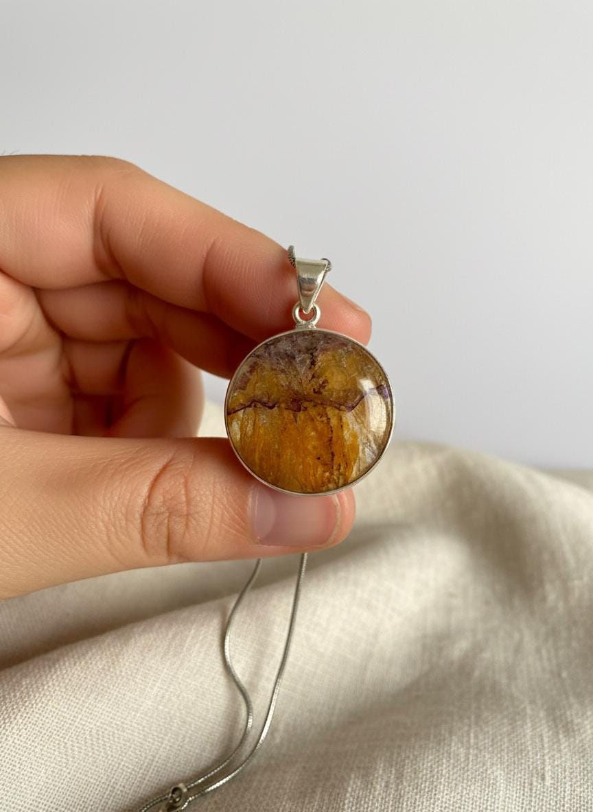 Blue John Sterling Silver Pendant: Derbyshire Spar Gemstone