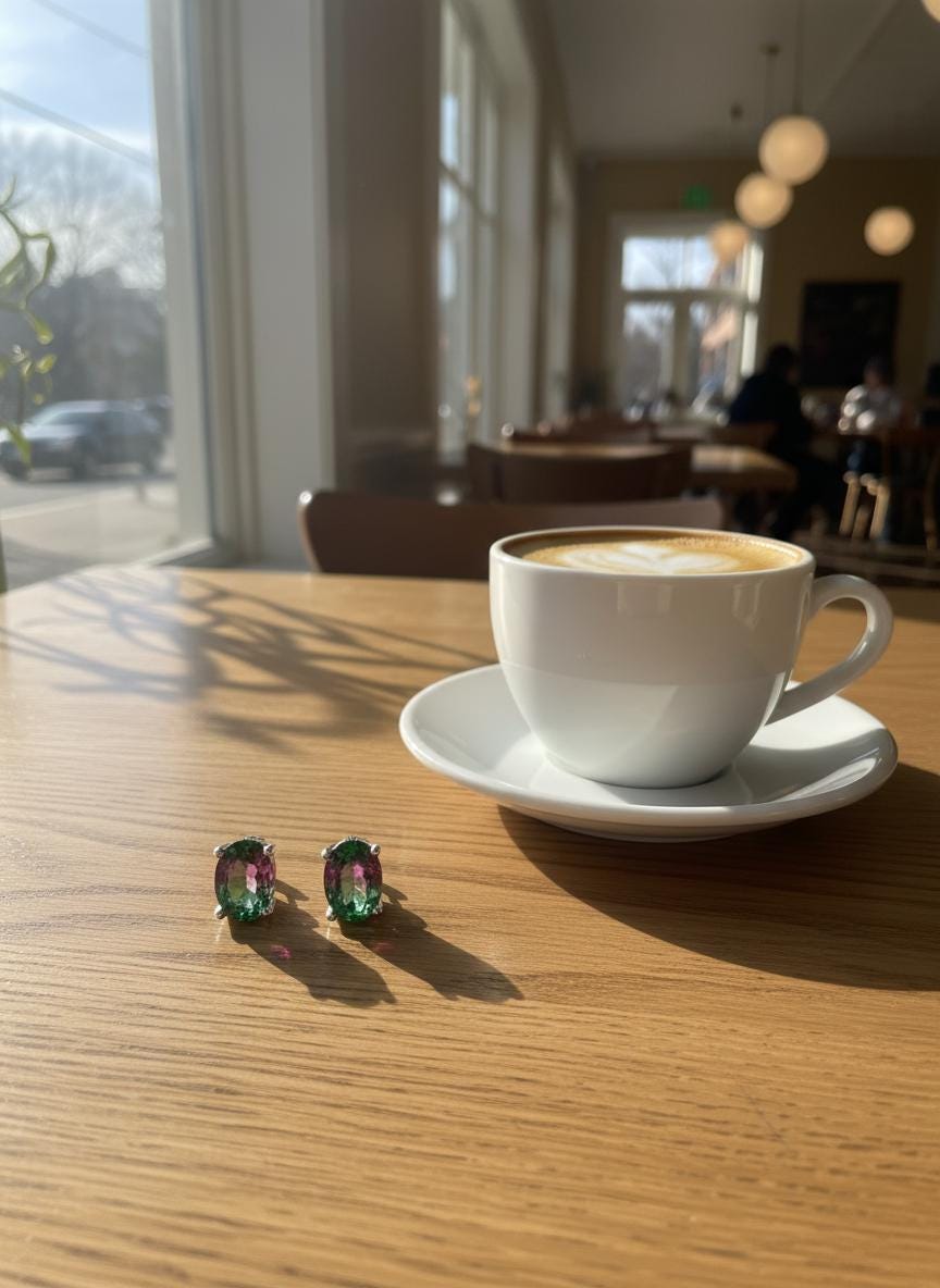 Watermelon Tourmaline Stud Earrings • 9×7mm Oval • Pink-Green Gemstone Studs