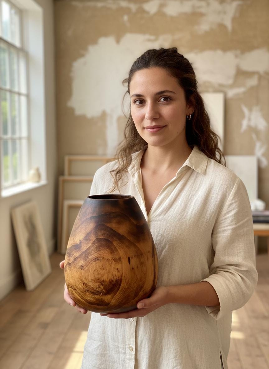 Bog Oak Wooden Vase – Hand-Turned, UK Made, Natural Oil Finish – Dried Flower
