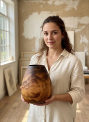 Bog Oak Wooden Vase – Hand-Turned, UK Made, Natural Oil Finish – Dried Flower