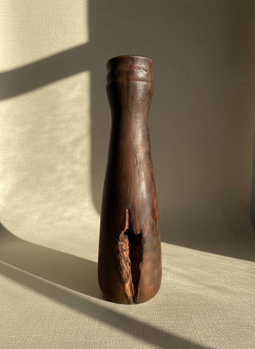Hand Turned Pear Wood Vase – Rare UK Timber