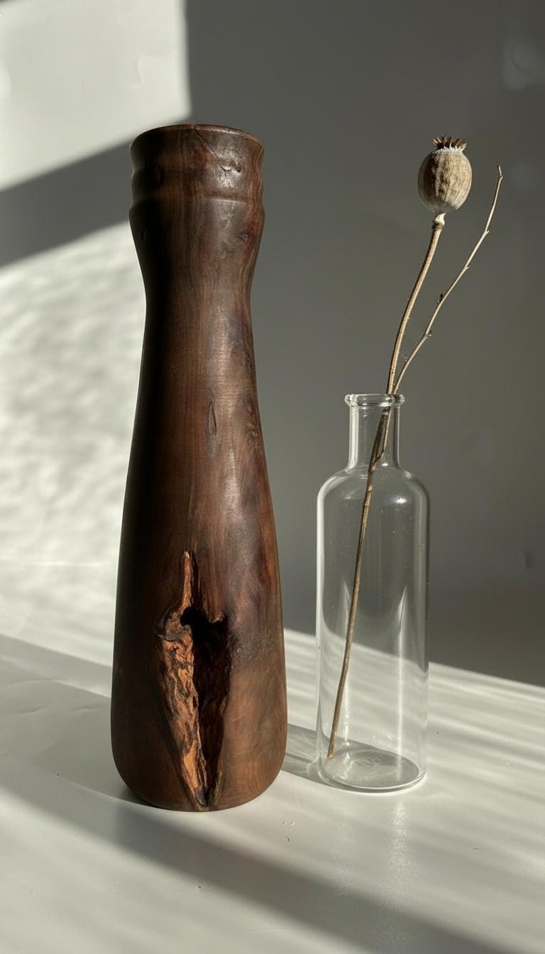 Hand Turned Pear Wood Vase – Rare UK Timber