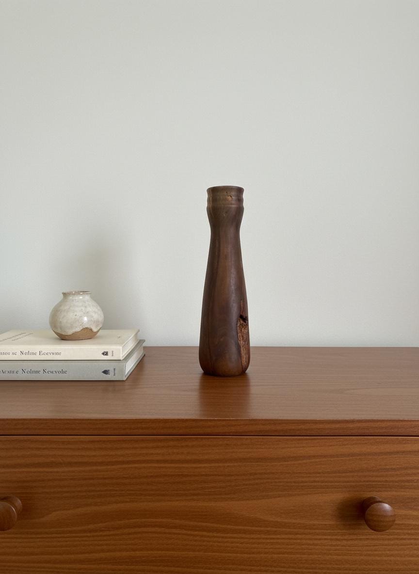 Hand Turned Pear Wood Vase – Rare UK Timber