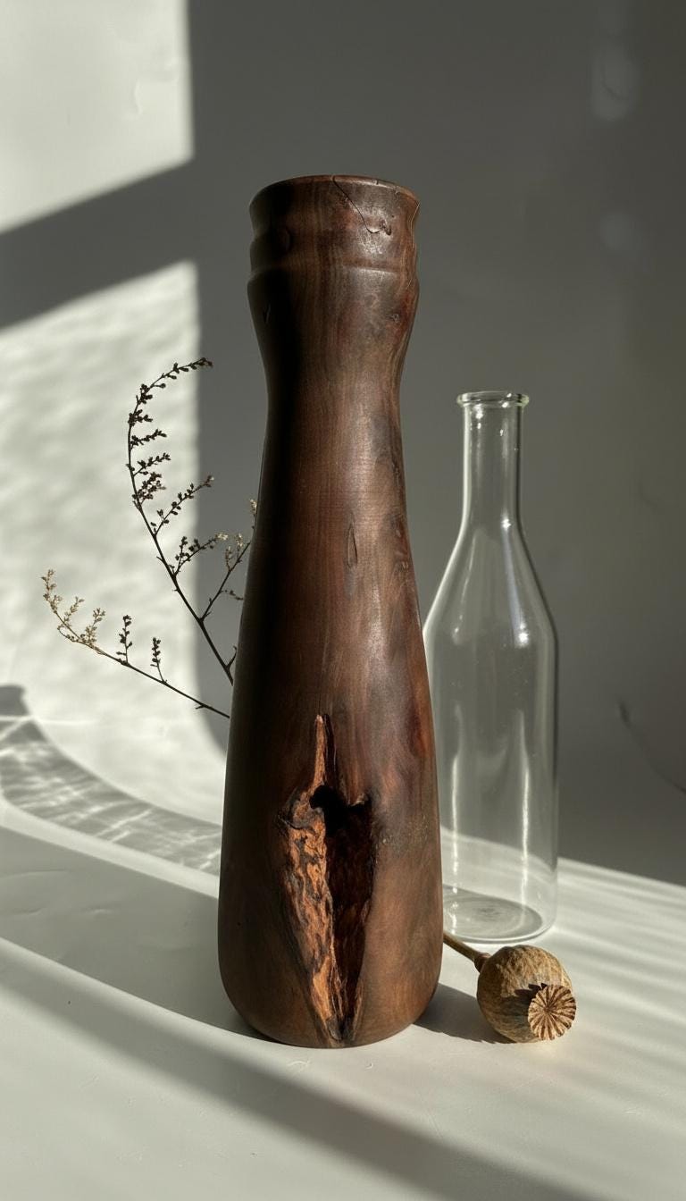 Hand Turned Pear Wood Vase – Rare UK Timber