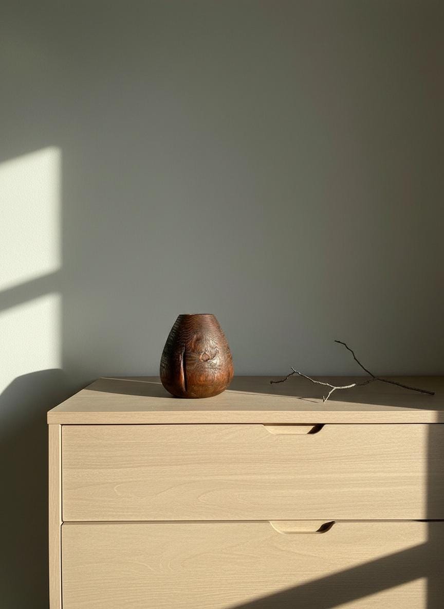 Hand Turned Oak Wood Vase – Wabi-Sabi Sculpture