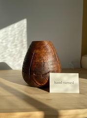 Hand Turned Oak Wood Vase – Wabi-Sabi Sculpture