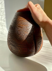 Hand Turned Oak Wood Vase – Wabi-Sabi Sculpture