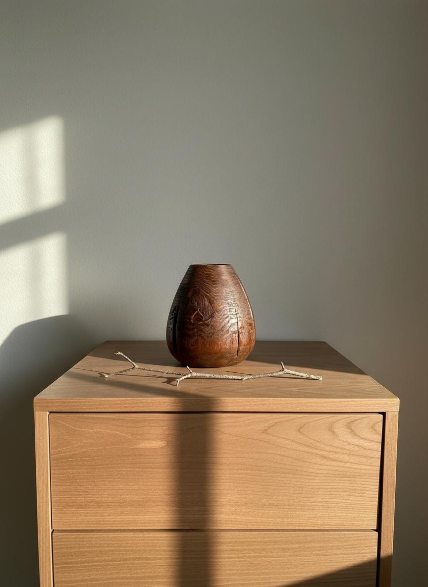 Hand Turned Oak Wood Vase – Wabi-Sabi Sculpture