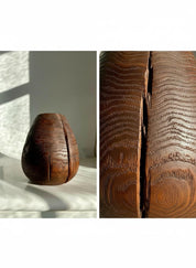 Hand Turned Oak Wood Vase – Wabi-Sabi Sculpture