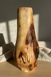 Handmade Elm Burr/Burl, Wooden Vase Hand-Turned Solid Wood, Rustic Natural Decor