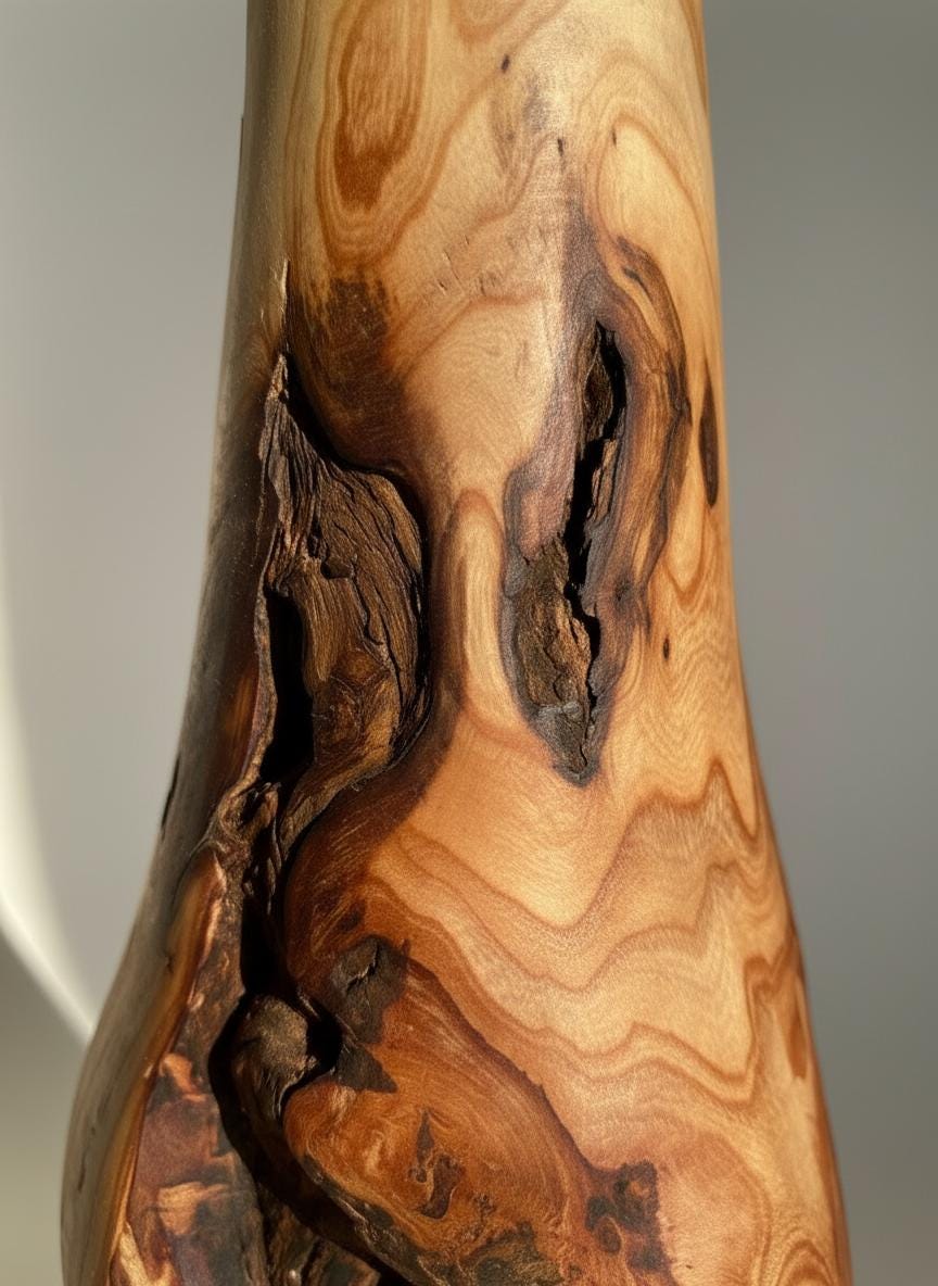 Handmade Elm Burr/Burl, Wooden Vase Hand-Turned Solid Wood, Rustic Natural Decor