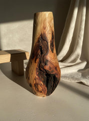 Handmade Elm Burr/Burl, Wooden Vase Hand-Turned Solid Wood, Rustic Natural Decor