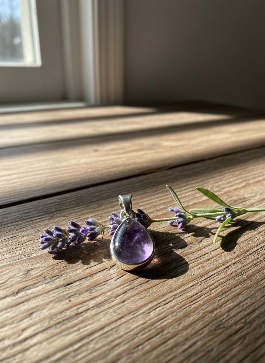 Teardrop Blue John Pendant in Silver | Derbyshire Spar Necklace