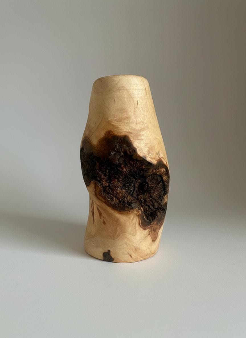 Hand-Turned Elm Burr Wooden Vase – Natural Burl Art