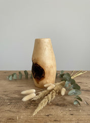 Hand-Turned Elm Burr Wooden Vase – Natural Burl Art