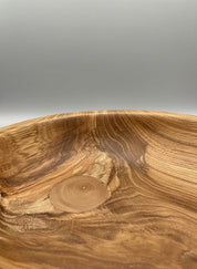 Large Solid Oak Pedestal Bowl Handmade Wooden Decorative Centrepiece