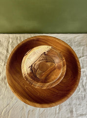Large Solid Oak Pedestal Bowl Handmade Wooden Decorative Centrepiece