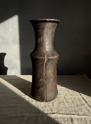 Hand-Carved Bog Oak Wooden Vase – Ancient Morta Oak Sculpture, 5th Anniversary Gift, UK Handmade
