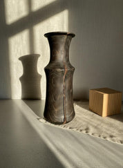 Hand-Carved Bog Oak Wooden Vase – Ancient Morta Oak Sculpture, 5th Anniversary Gift, UK Handmade