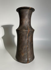 Hand-Carved Bog Oak Wooden Vase – Ancient Morta Oak Sculpture, 5th Anniversary Gift, UK Handmade