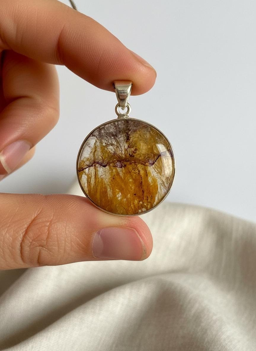 Blue John Sterling Silver Pendant: Derbyshire Spar Gemstone