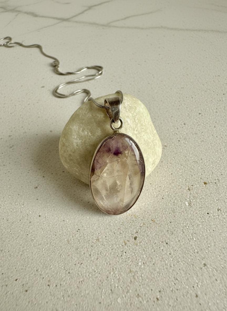 Oval Blue John 925 Sterling Silver Pendant