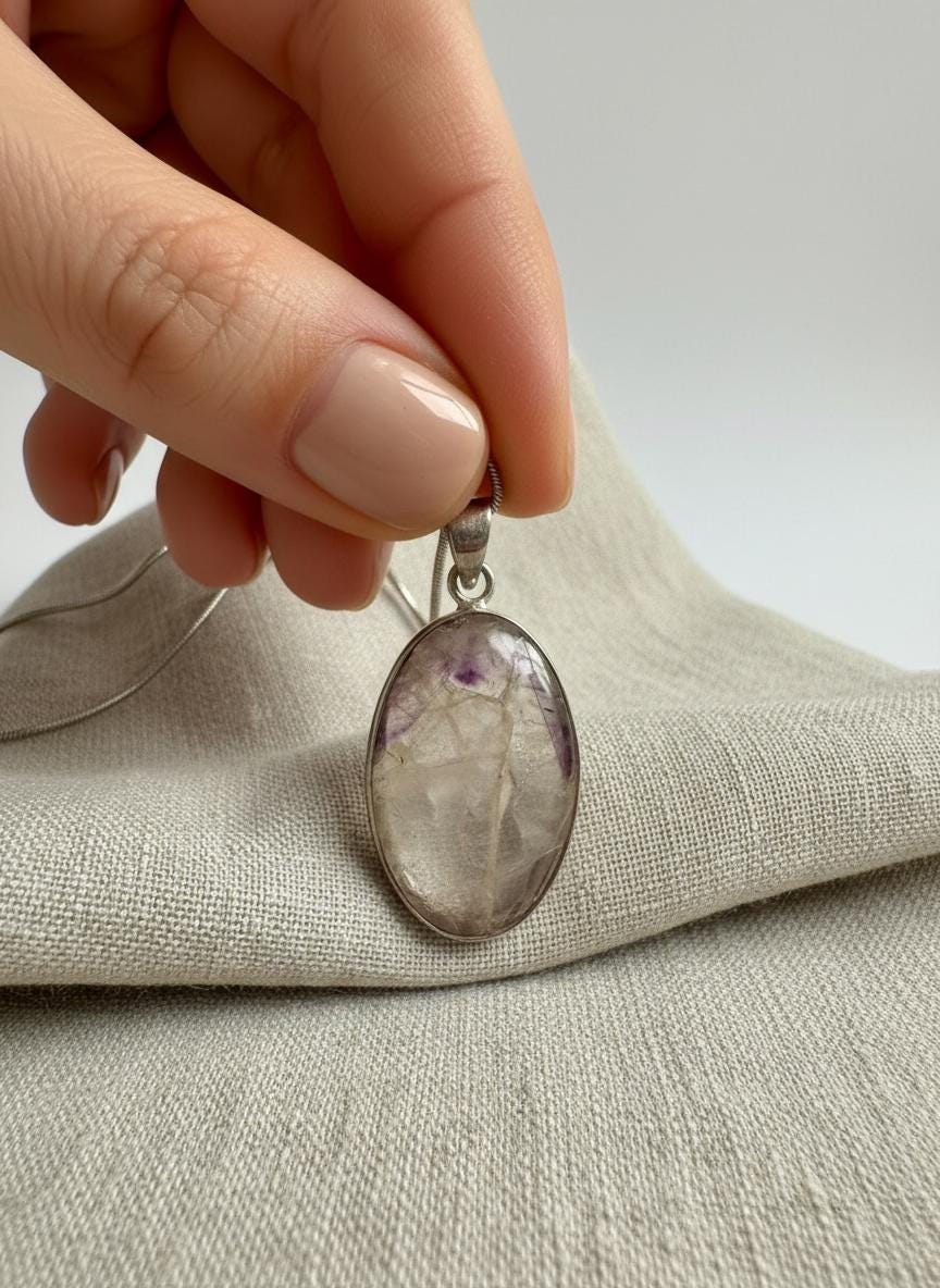 Oval Blue John 925 Sterling Silver Pendant