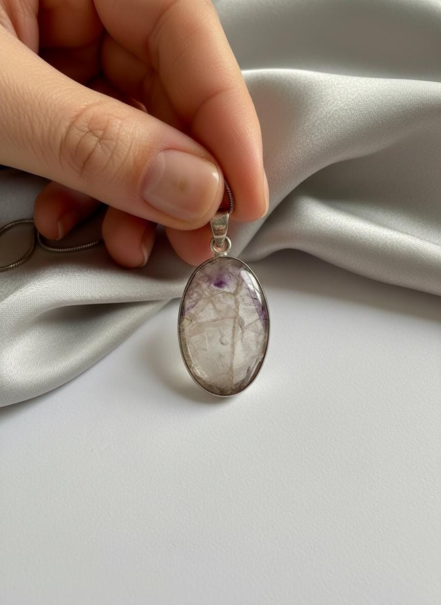 Oval Blue John 925 Sterling Silver Pendant