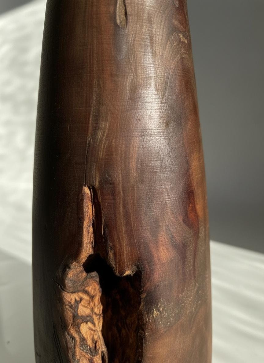 Hand Turned Pear Wood Vase – Rare UK Timber