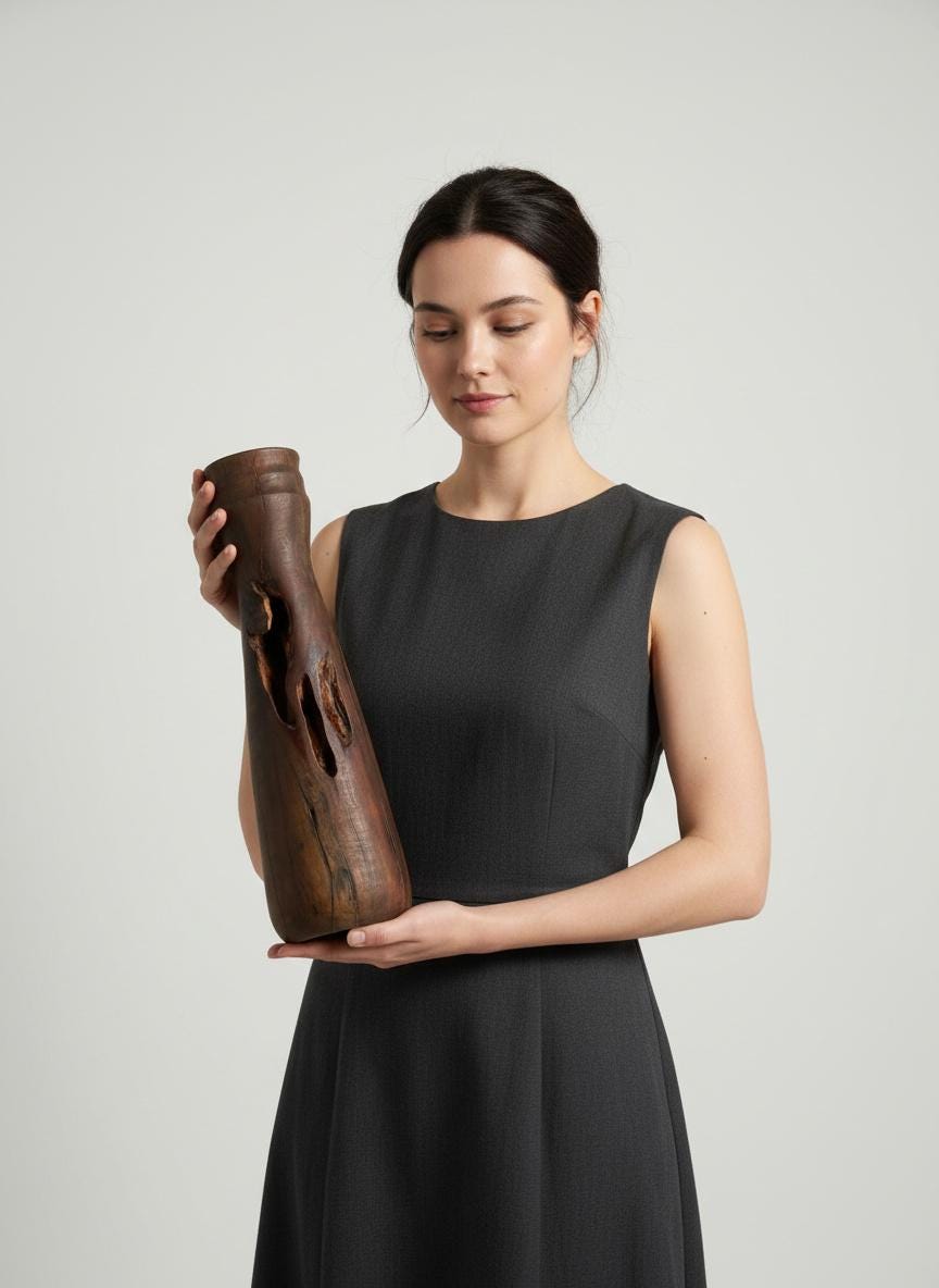 Hand Turned Pear Wood Vase – Rare UK Timber