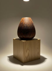 Hand Turned Oak Wood Vase – Wabi-Sabi Sculpture