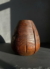 Hand Turned Oak Wood Vase – Wabi-Sabi Sculpture