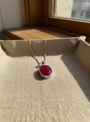 Raw Ruby 925 Sterling Silver Oval Pendant