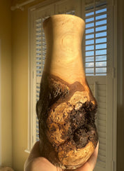 Handmade Elm Burr/Burl, Wooden Vase Hand-Turned Solid Wood, Rustic Natural Decor