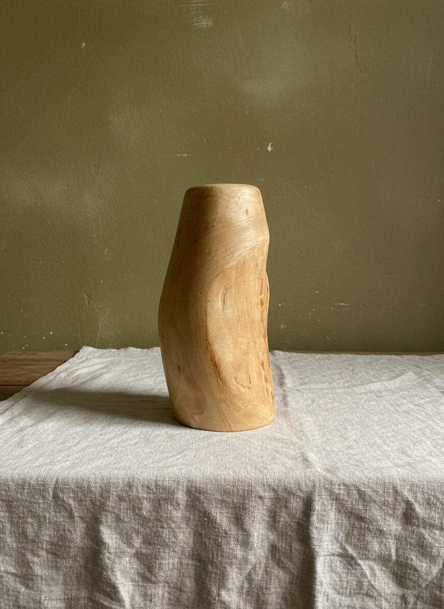 Hand-Turned Elm Burr Wooden Vase – Natural Burl Art