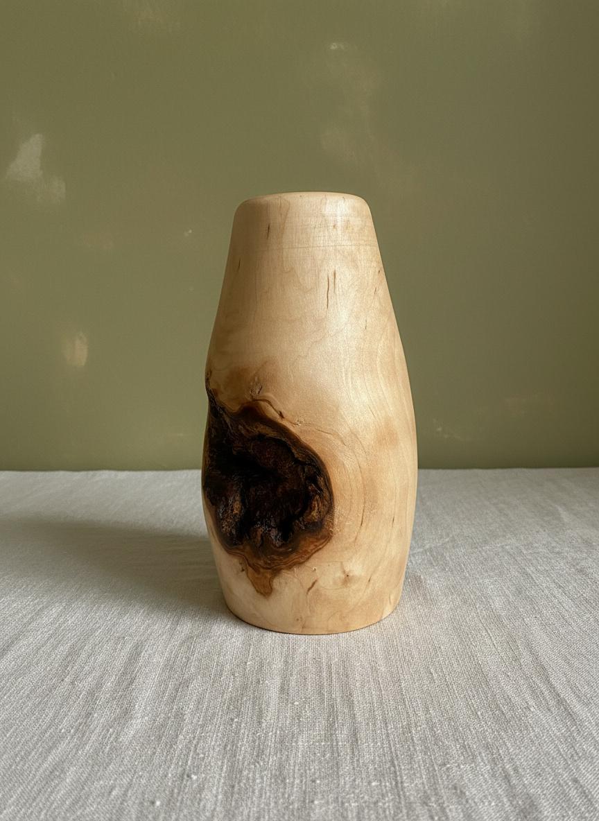 Hand-Turned Elm Burr Wooden Vase – Natural Burl Art