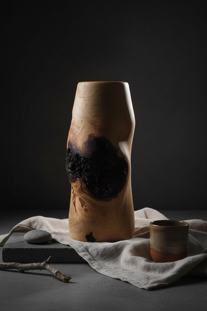 Hand-Turned Elm Burr Wooden Vase – Natural Burl Art
