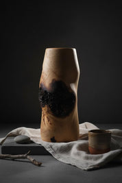 Hand-Turned Elm Burr Wooden Vase – Natural Burl Art