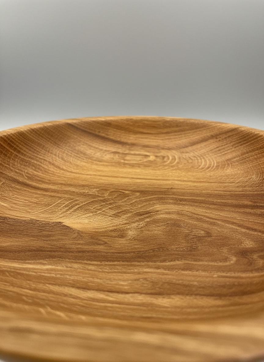 Large Solid Oak Pedestal Bowl Handmade Wooden Decorative Centrepiece