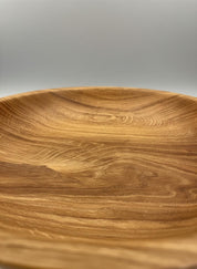 Large Solid Oak Pedestal Bowl Handmade Wooden Decorative Centrepiece