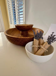 Large Solid Oak Pedestal Bowl Handmade Wooden Decorative Centrepiece