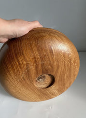 Large Solid Oak Pedestal Bowl Handmade Wooden Decorative Centrepiece