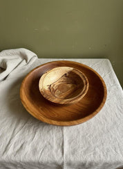 Large Solid Oak Pedestal Bowl Handmade Wooden Decorative Centrepiece